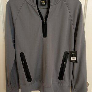 Athletic Works Men’s Grid Tech Fleece Quarter-Zip Hoodie - Soothing Grey NWT